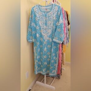 Floral Blue Long Sleeve Dress